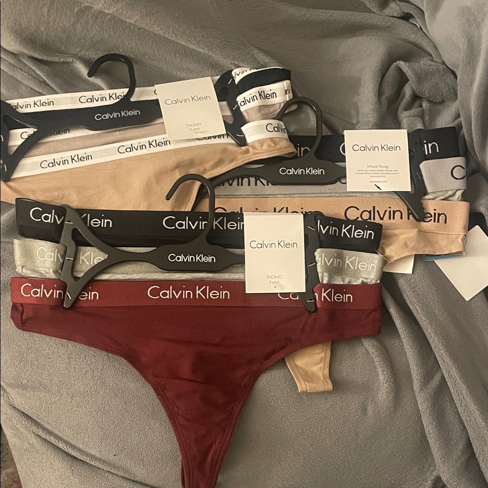 Calvin Klein Thong Trio - Black, Beige, Burgundy